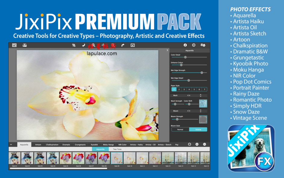 JixiPix Premium Pack 1.1.8 for Mac 照片特效处理软件套装 破解版下载