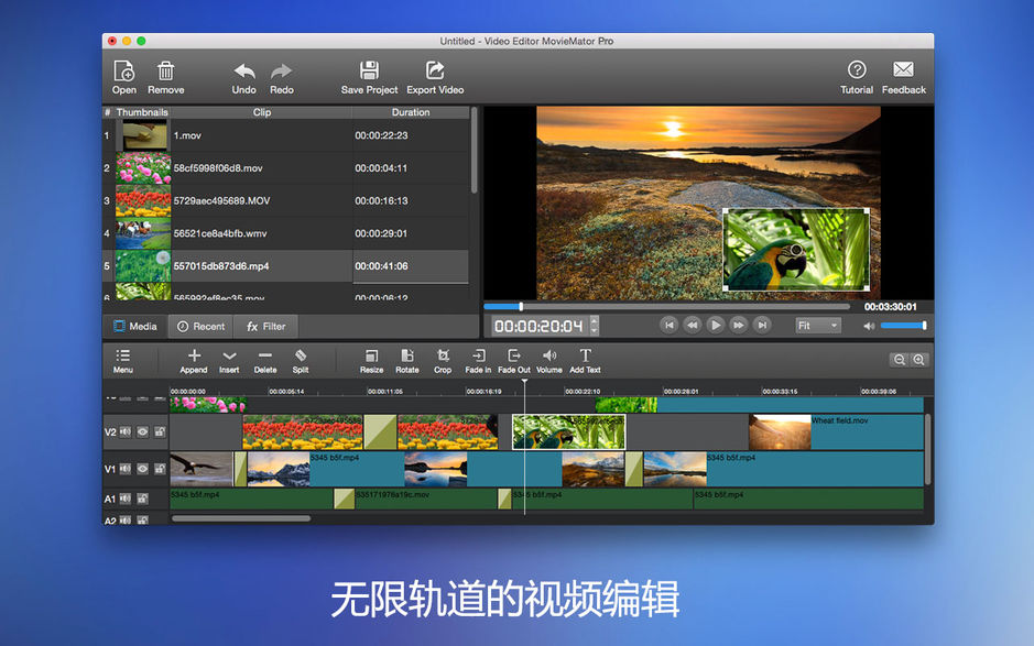 Video Editor MovieMator Pro for mac 2.5.0 视频编辑软件 中文破解版下载