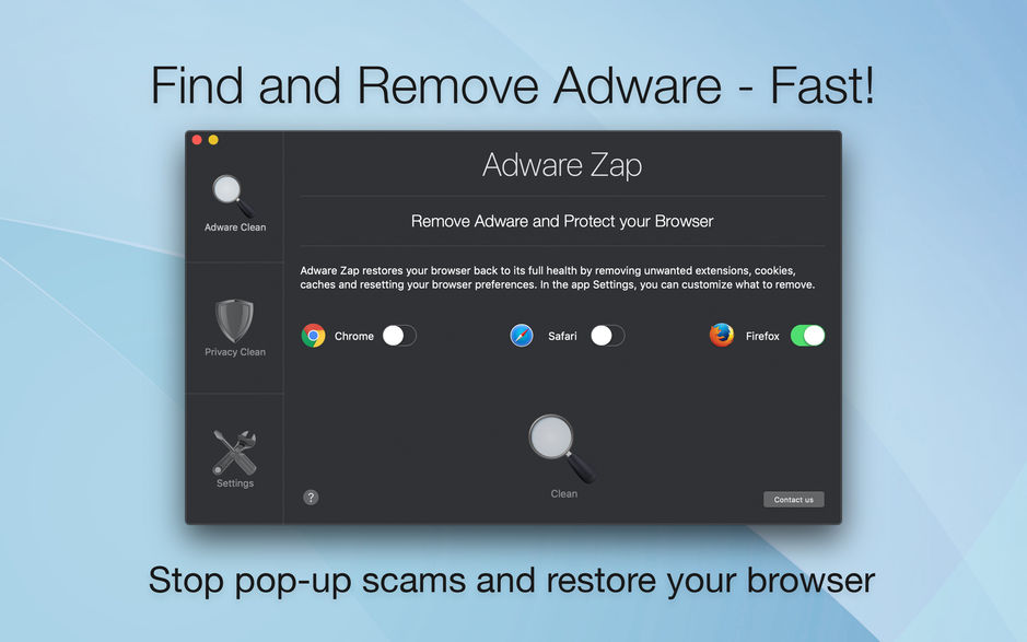 Adware Zap Browser Cleaner for Mac v2.5.2 删除浏览器扩展程序