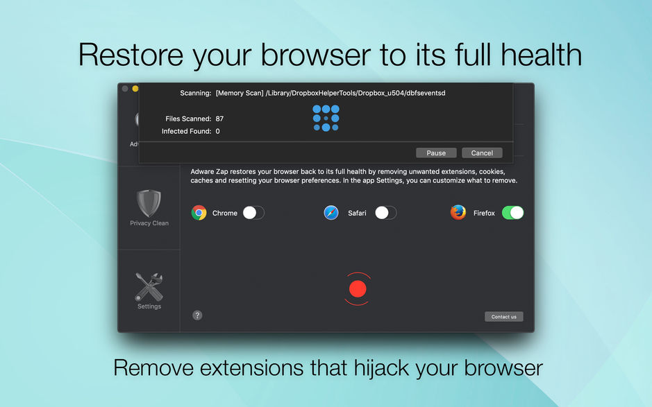 Adware Zap Browser Cleaner for Mac v2.5.2 删除浏览器扩展程序