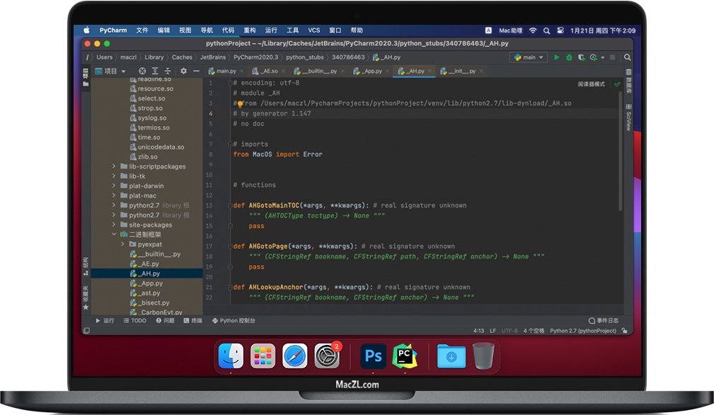 PyCharm Pro for Mac v2021 Python开发程序 中文汉化破解版下载
